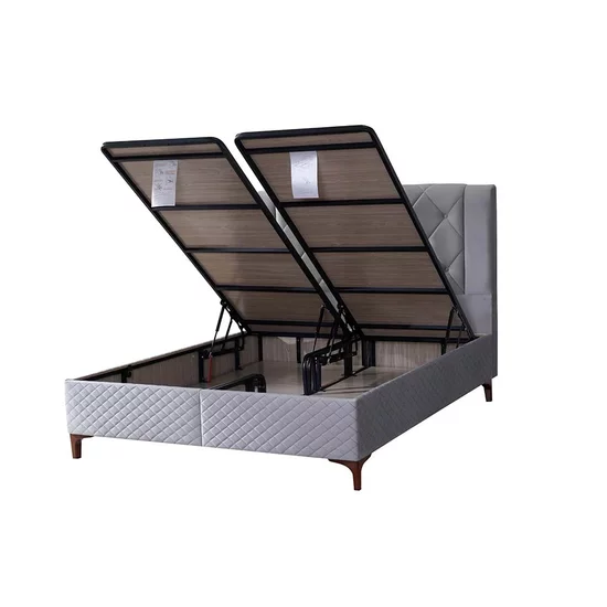 Pat + Saltea gratis Sleep Maker, gri - 140x200 cm, design modern, tapițerie rafinată, saltea ortopedică inclusă, structură solidă picture - 3