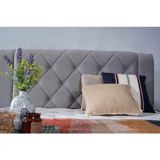 Pat + Saltea gratis  Sleep Maker, gri - 160x200 cm, structură durabilă, tapițerie premium, saltea ortopedică inclusă, design rafinat picture - 3
