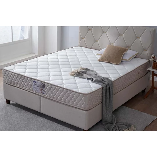 Pat + Saltea gratis Yakut, crem - 180x200 cm, capitonare premium, spatiu depozitare, confort ortopedic picture - 2