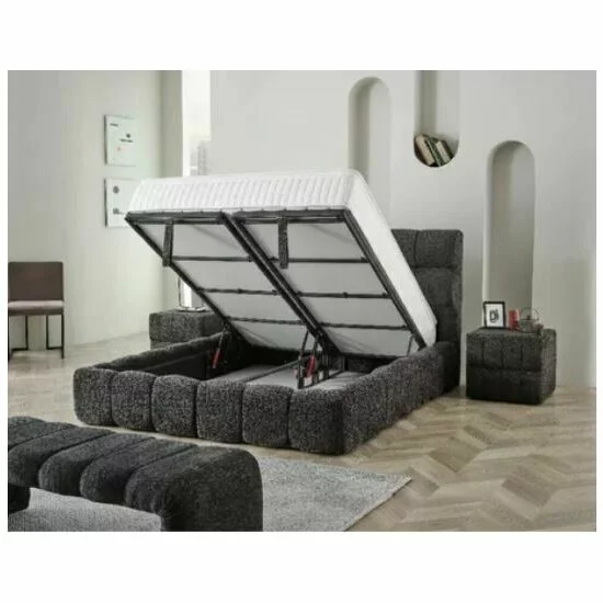 Pat +Saltea gratis Bubblebed, gri - 140/200, cu somiera rabatabila, lada de depozitare si tesatura premium picture - 4