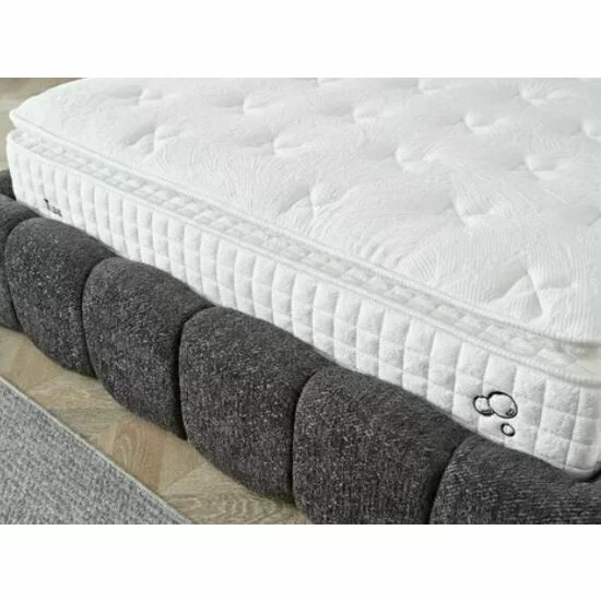 Pat +Saltea gratis Bubblebed, gri - 140/200, cu somiera rabatabila, lada de depozitare si tesatura premium picture - 2