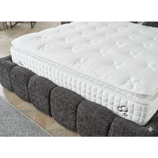Pat +Saltea gratis Bubblebed, gri - 160/200 cm , cu somiera rabatabila, lada de depozitare si tesatura premium picture - 4