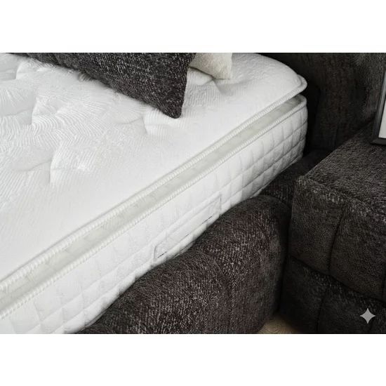 Pat +Saltea gratis Bubblebed, gri - 160/200 cm , cu somiera rabatabila, lada de depozitare si tesatura premium picture - 5