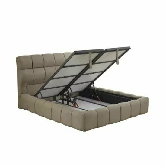 Pat +Saltea gratis Bubblebed, bej - 140/200, cu somiera rabatabila, lada de depozitare si tesatura premium picture - 4