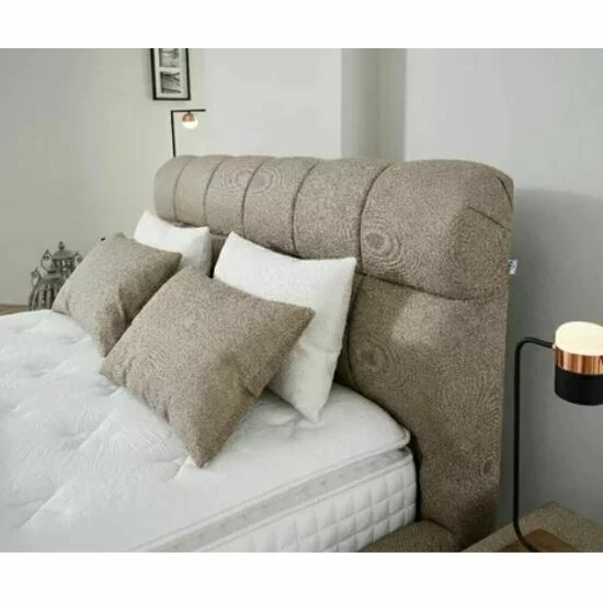 Pat +Saltea gratis Bubblebed, bej - 140/200, cu somiera rabatabila, lada de depozitare si tesatura premium picture - 3