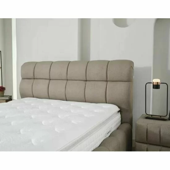 Pat +Saltea gratis Bubblebed, bej - 140/200, cu somiera rabatabila, lada de depozitare si tesatura premium picture - 2