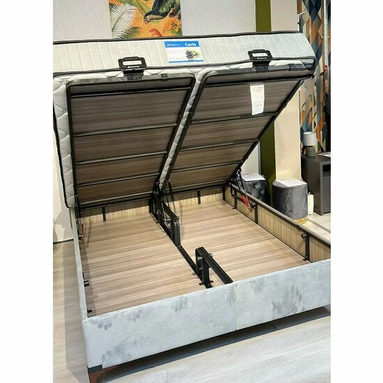 Pat +Saltea gratis Carla, gri - 160x200 cm, design modern, capitonare elegantă, structură robustă, țesătură respirabilă picture - 10