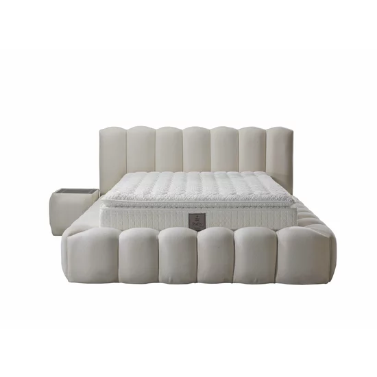 Pat +Saltea Gratis ,tapițat Madonna 160x200 cm crem cu somieră rabatabilă si ladă depozitare picture - 4