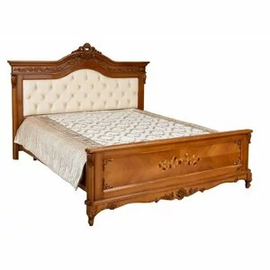 Pat Princes, tăblie tapițată + structură rezistentă, lemn masiv fag + MDF furniruit, 160x200 cm, nuc