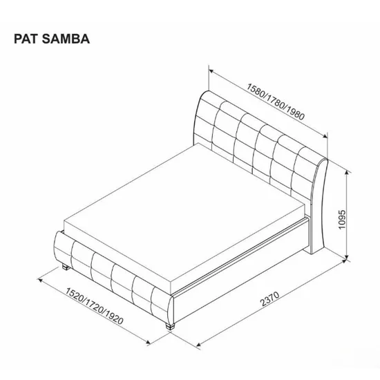 Pat Samba-Gri, 140/200 cm, cu somieră rabatabilă, ladă de depozitare, spătar tapițat cu stofă catifelata, PAL melaminat picture - 3
