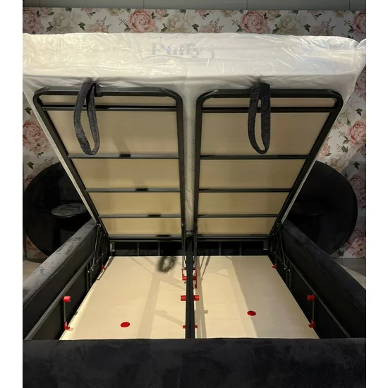 Pat tapițat cu Saltea Gratis,  Aleris 140x200 cm dark blue cu somieră rabatabilă, ladă depozitare picture - 4