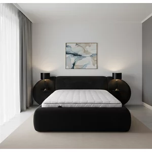 Pat tapițat cu Saltea Gratis,  Aleris 180x200 cm dark blue cu somieră rabatabilă, ladă depozitare