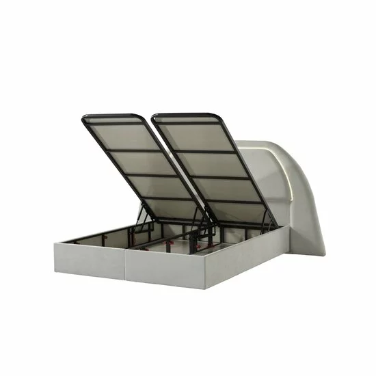 Pat tapițat cu Saltea Gratis,  Anna 200x200 cm crem cu somieră rabatabilă, ladă depozitare picture - 3