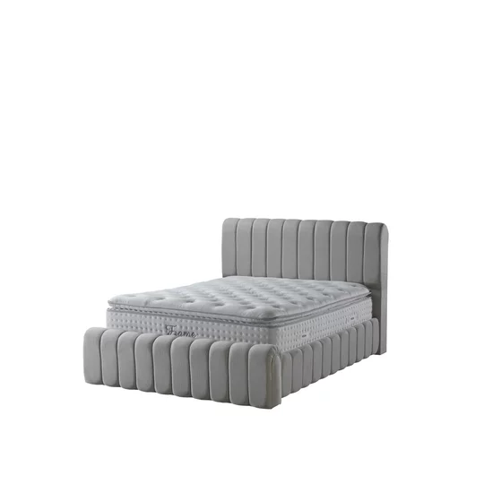 Pat tapițat cu Saltea Gratis,  Boss 180x200 cm crem cu somieră rabatabilă, ladă depozitare picture - 3