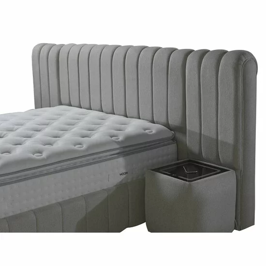 Pat tapițat cu Saltea Gratis,  Boss XXL 140x200 cm crem cu somieră rabatabilă, ladă depozitare picture - 3