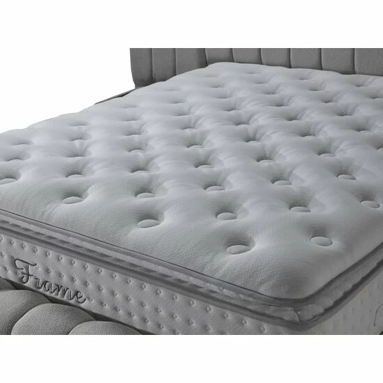 Pat tapițat cu Saltea Gratis,  Boss XXL 140x200 cm crem cu somieră rabatabilă, ladă depozitare picture - 4