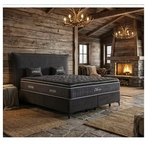 Pat tapițat cu Saltea Gratis,  Chico 140x200 cm gri cu somieră rabatabilă, ladă depozitare