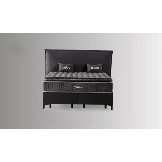 Pat tapițat cu Saltea Gratis,  Chico 160x200 cm gri cu somieră rabatabilă, ladă depozitare picture - 2