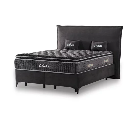 Pat tapițat cu Saltea Gratis,  Chico 160x200 cm gri cu somieră rabatabilă, ladă depozitare picture - 3