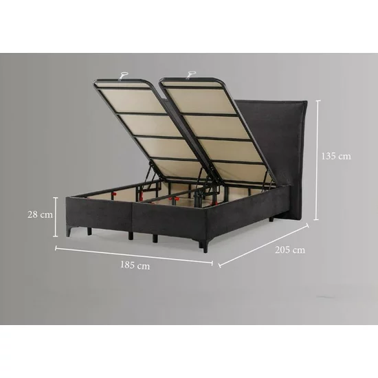 Pat tapițat cu Saltea Gratis,  Chico 160x200 cm gri cu somieră rabatabilă, ladă depozitare picture - 7