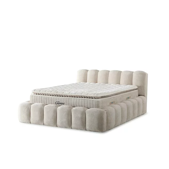 Pat tapițat cu Saltea Gratis,  Cosmos 160x200 cm crem cu somieră rabatabilă, ladă depozitare picture - 5
