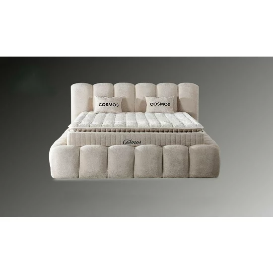 Pat tapițat cu Saltea Gratis,  Cosmos 200x200 cm crem cu somieră rabatabilă, ladă depozitare picture - 2