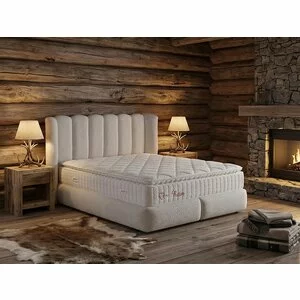 Pat tapițat cu Saltea Gratis,  Disney 140x200 cm crem cu somieră rabatabilă, ladă depozitare