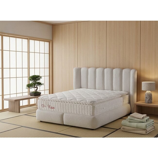 Pat tapițat cu Saltea Gratis, Disney 160x200 cm crem cu somieră rabatabilă, ladă depozitare