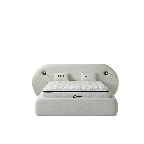 Pat tapițat cu Saltea Gratis,  Dojo 140x200 cm crem cu somieră rabatabilă, ladă depozitare picture - 2