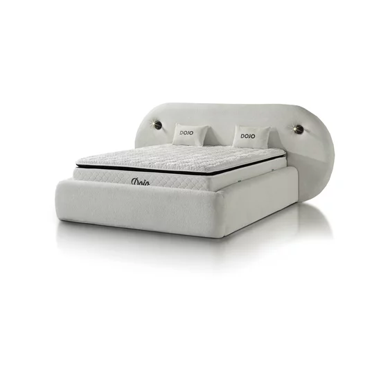 Pat tapițat cu Saltea Gratis,  Dojo 140x200 cm crem cu somieră rabatabilă, ladă depozitare picture - 3