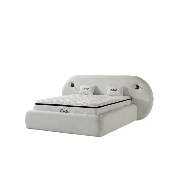 Pat tapițat cu Saltea Gratis,  Dojo 180x200 cm crem cu somieră rabatabilă, ladă depozitare picture - 5