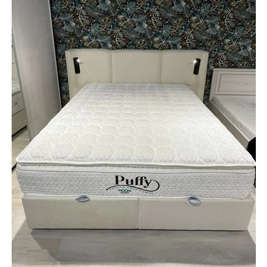 Pat tapițat cu Saltea Gratis,  Eclipse 160x200 cm crem cu somieră rabatabilă, ladă depozitare picture - 6