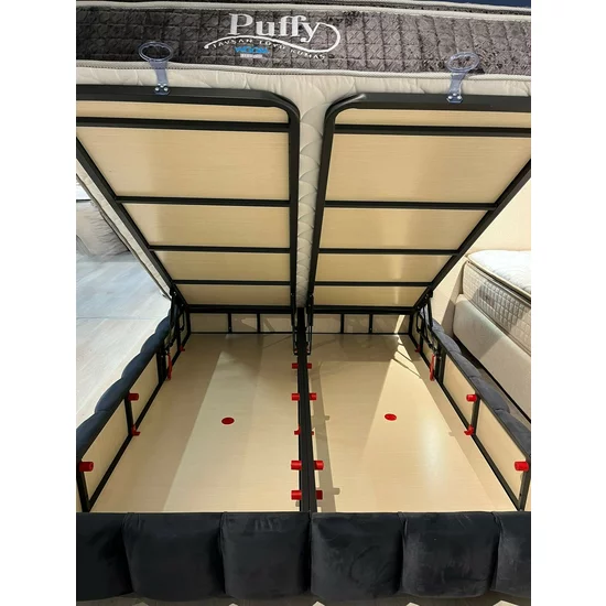 Pat tapițat cu Saltea Gratis,  Hermes 160x200 cm gri cu somieră rabatabilă, ladă depozitare picture - 10