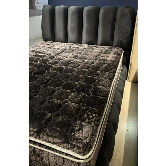 Pat tapițat cu Saltea Gratis,  Hermes 160x200 cm gri cu somieră rabatabilă, ladă depozitare picture - 9