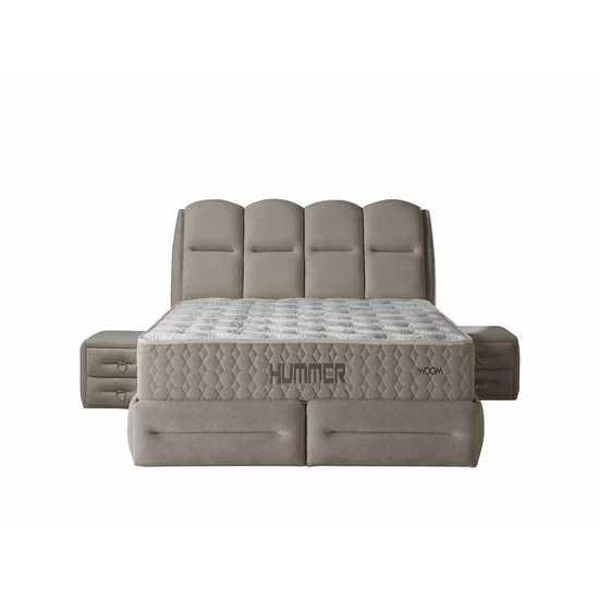 Pat tapițat cu Saltea Gratis,  Hummer 160x200 cm crem cu somieră rabatabilă, ladă depozitare picture - 2