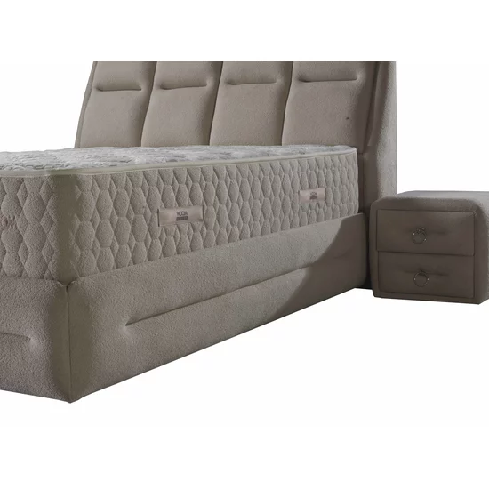 Pat tapițat cu Saltea Gratis,  Hummer 160x200 cm crem cu somieră rabatabilă, ladă depozitare picture - 5