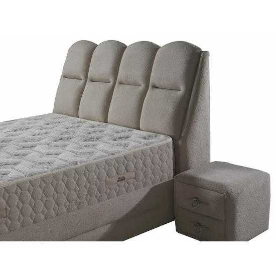 Pat tapițat cu Saltea Gratis,  Hummer 160x200 cm crem cu somieră rabatabilă, ladă depozitare picture - 6