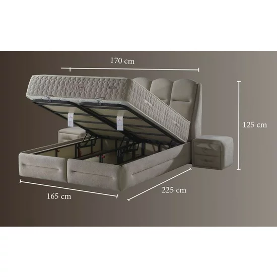 Pat tapițat cu Saltea Gratis,  Hummer 160x200 cm crem cu somieră rabatabilă, ladă depozitare picture - 7
