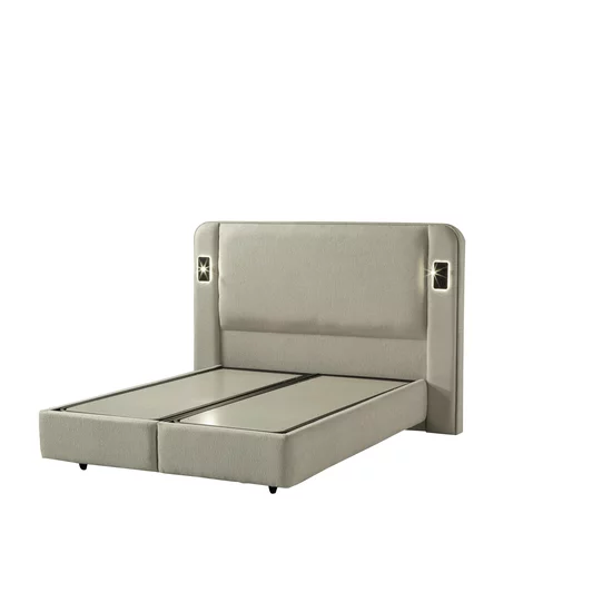 Pat tapițat cu Saltea Gratis,  Laura 160x200 cm Bej cu somieră rabatabilă, ladă depozitare picture - 4