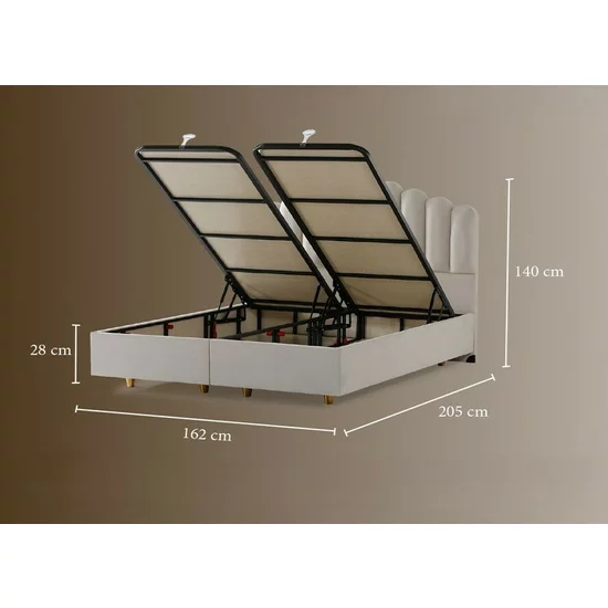 Pat tapițat cu Saltea Gratis,  Liora 160x200 cm crem cu somieră rabatabilă, ladă depozitare picture - 6