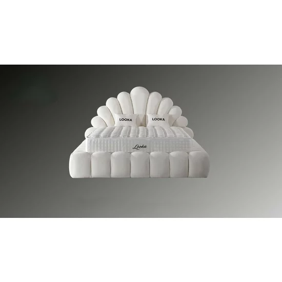 Pat tapițat cu Saltea Gratis,  Looka 160x200 cm crem cu somieră rabatabilă, ladă depozitare picture - 7