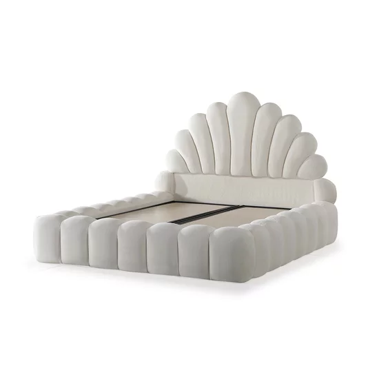 Pat tapițat cu Saltea Gratis,  Looka 160x200 cm crem cu somieră rabatabilă, ladă depozitare picture - 3