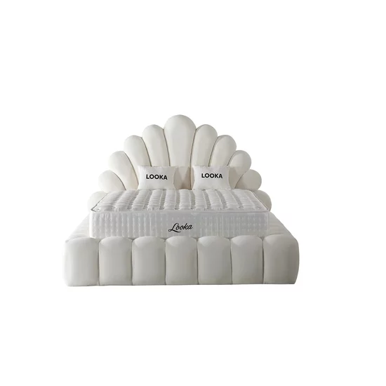 Pat tapițat cu Saltea Gratis,  Looka 180x200 cm crem cu somieră rabatabilă, ladă depozitare picture - 2