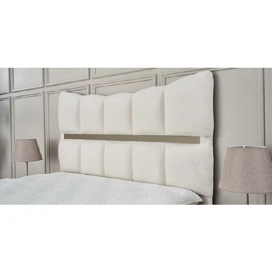 Pat Tapițat + Saltea Gratis Max Comfort, bej - 160x200 cm, somieră rabatabilă, spațiu depozitare picture - 2