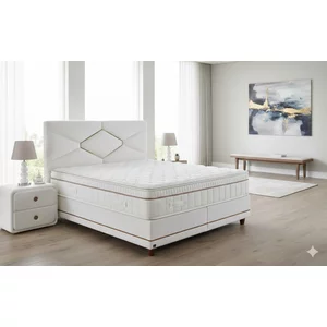 Pat Tapițat +Saltea gratis, PureCare, culoare personalizabila -160/200 cm, somieră metalică rabatabilă și ladă depozitare