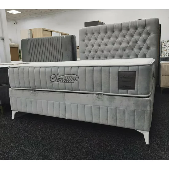 Pat tapițat cu saltea Gratis Sensitive 160x200 cm gri cu somieră rabatabilă, ladă depozitare picture - 8