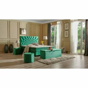 Pat Opera tapitat cu spatiu generos de depozitare, cu somiera inclusa