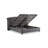 Pat tapițat Hadise 140x200 cm gri, cu ladă depozitare și somieră rabatabilă picture - 4