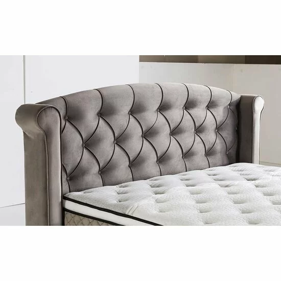 Pat tapițat Hadise 140x200 cm gri, cu ladă depozitare și somieră rabatabilă picture - 5