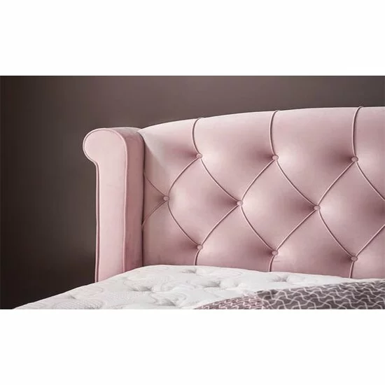 Pat tapițat Visco 160x200 cm roz, cu ladă depozitare și somieră rabatabilă picture - 6